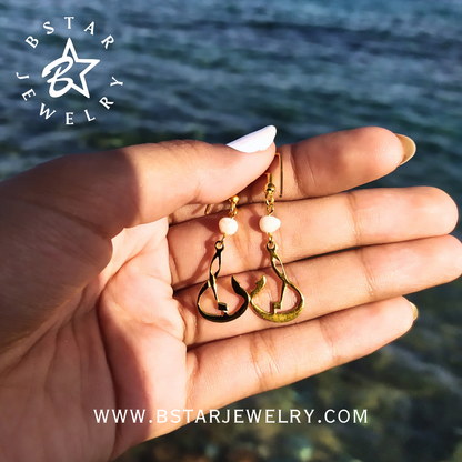 Arabic Letter Pearl Earrings In Gold Plating