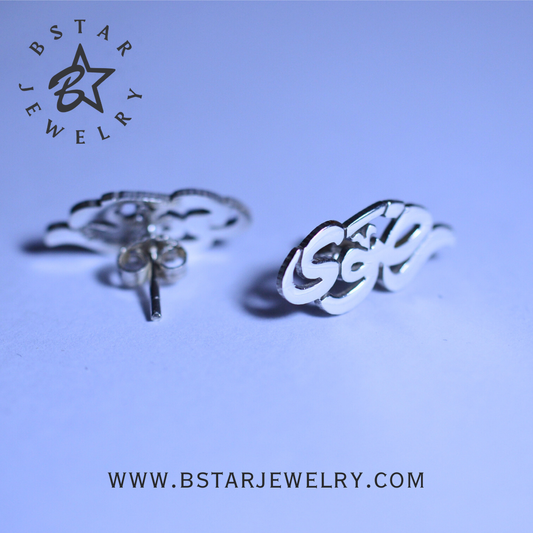 Calligraphy Name Earrings in Silver