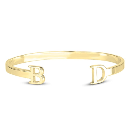 Two Initial Bangle Bracelet in  Gold B star jewelry