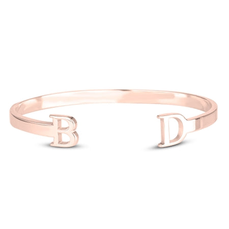 Two Initial Bangle Bracelet in Rose Gold B star jewelry