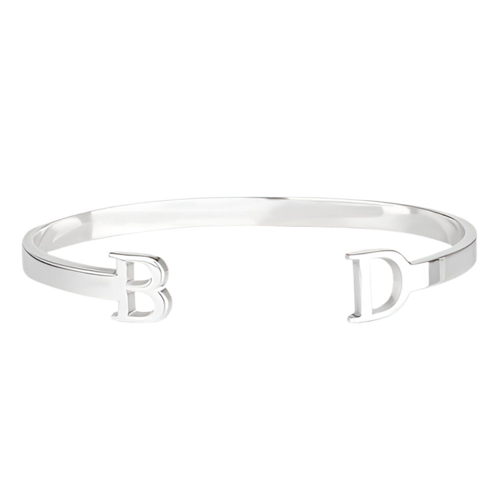 Two Initial Bangle Bracelet in  Silver B star jewelry