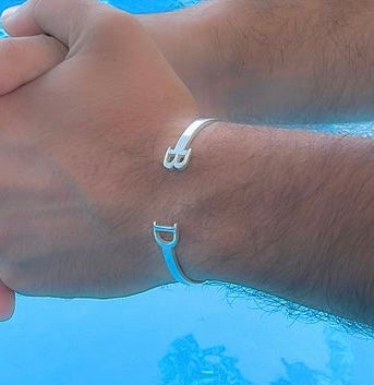 Two Initial Bangle Bracelet in  Silver B star jewelry for men